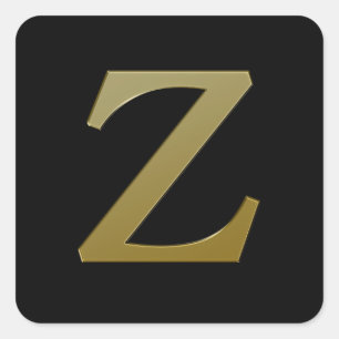 Letter Z Gold Square Sticker