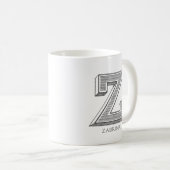 Letter Z Gray Monogram Modern Name Kaffeetasse (VorderseiteRechts)