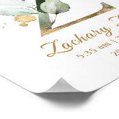 Letter Z green & gold foliage Baby Birth Poster (Ecke)