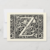 Letter Z Medieval Monogram Art Nouveau Einladung (Vorderseite)