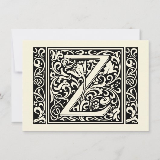 Letter Z Medieval Monogram Art Nouveau Einladung (Vorderseite)
