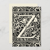 Letter Z Medieval Monogram Art Nouveau Einladung (Vorne/Hinten)