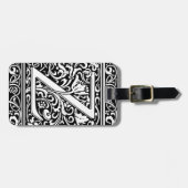 Letter Z Medieval Monogram Art Nouveau Gepäckanhänger (Vorderseite horizontal)