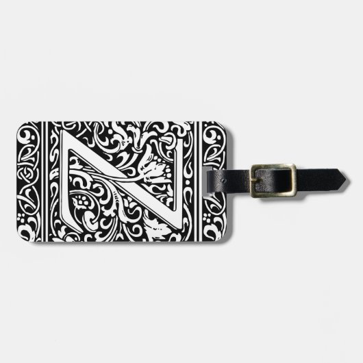 Letter Z Medieval Monogram Art Nouveau Gepäckanhänger (Vorderseite horizontal)