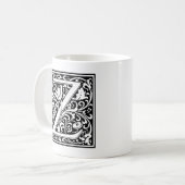 Letter Z Medieval Monogram Art Nouveau Kaffeetasse (Vorderseite Links)