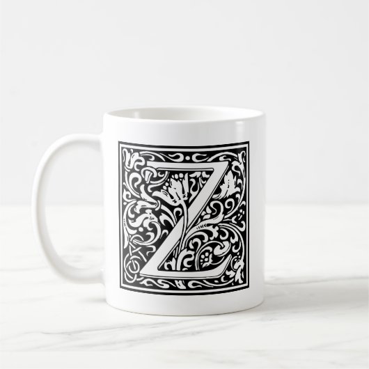 Letter Z Medieval Monogram Art Nouveau Kaffeetasse (Links)