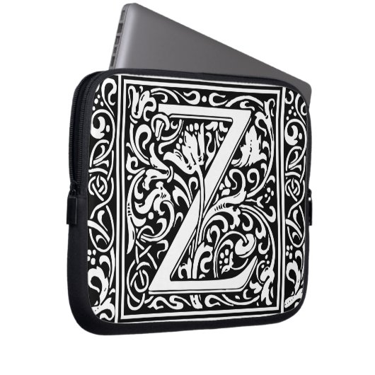 Letter Z Medieval Monogram Art Nouveau Laptopschutzhülle (Vorne Rechts)