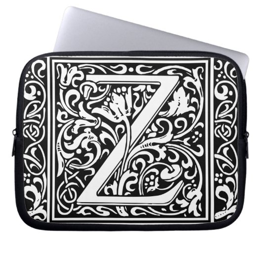 Letter Z Medieval Monogram Art Nouveau Laptopschutzhülle (Vorderseite)