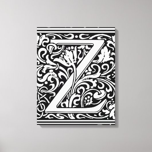 Letter Z Medieval Monogram Art Nouveau Leinwanddruck (Vorderseite)