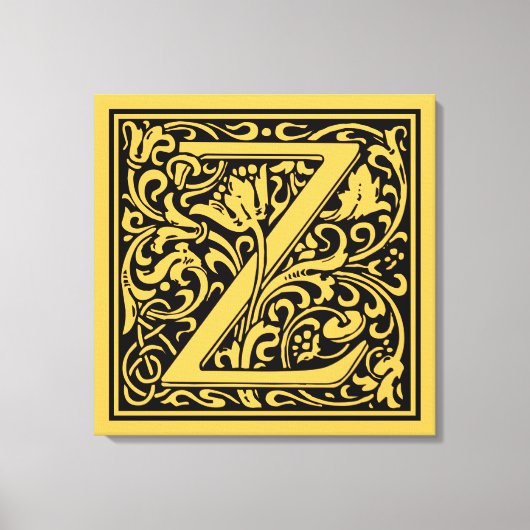 Letter Z Medieval Monogram Art Nouveau Leinwanddruck (Vorderseite)