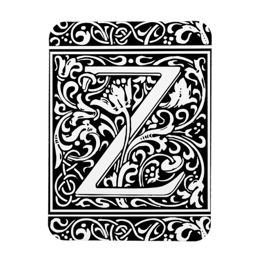 Letter Z Medieval Monogram Art Nouveau Magnet (Vertikal)