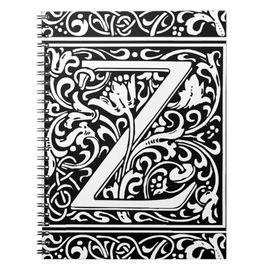 Letter Z Medieval Monogram Art Nouveau Notizblock (Vorderseite)