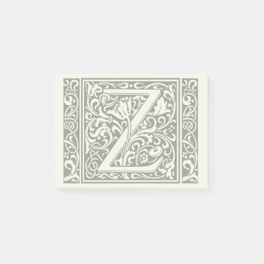 Letter Z Medieval Monogram Art Nouveau Post-it Klebezettel (Vorderseite)