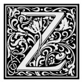 Letter Z Medieval Monogram Art Nouveau Poster (Vorderseite)