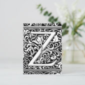 Letter Z Medieval Monogram Art Nouveau Postkarte (Stehend Vorderseite)
