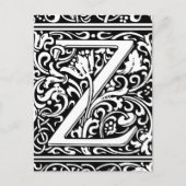 Letter Z Medieval Monogram Art Nouveau Postkarte (Vorderseite)