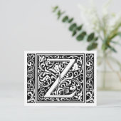 Letter Z Medieval Monogram Art Nouveau Postkarte (Stehend Vorderseite)