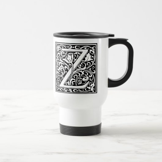 Letter Z Medieval Monogram Art Nouveau Reisebecher (Rechts)
