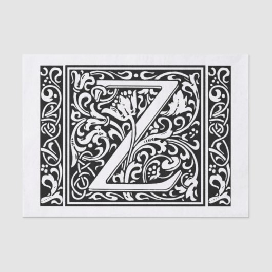 Letter Z Medieval Monogram Art Nouveau Seidenpapier (Vorderseite)