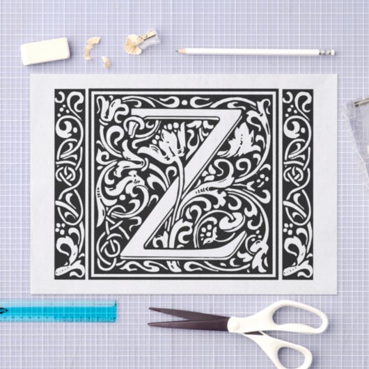Letter Z Medieval Monogram Art Nouveau Seidenpapier (Handwerk)