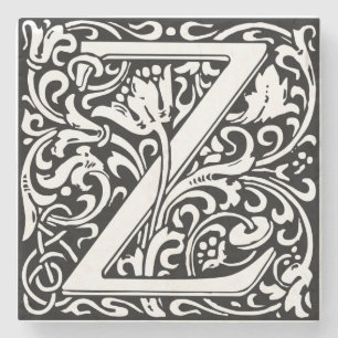 Letter Z Medieval Monogram Art Nouveau Steinuntersetzer