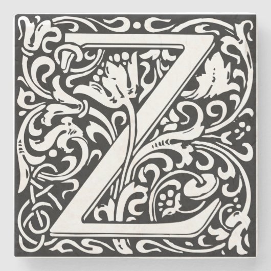 Letter Z Medieval Monogram Art Nouveau Steinuntersetzer (Vorderseite)