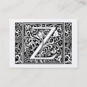Letter Z Medieval Monogram Art Nouveau Visitenkarte (Rückseite)