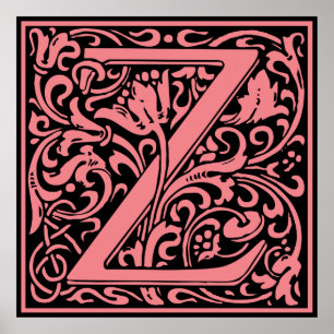 Letter Z Medieval Monogram Vintag Initial Poster