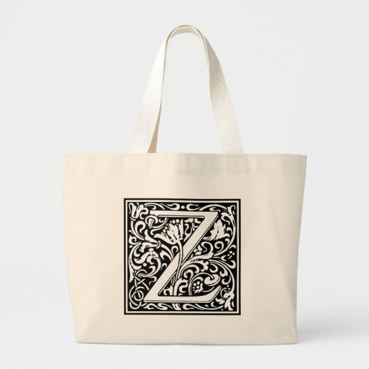 LETTER Z Medieval Monogram Vintage BREITES Jumbo Stoffbeutel (Vorne)