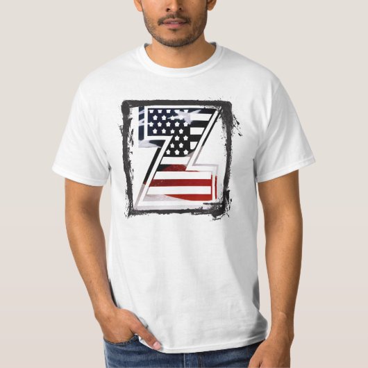Letter Z Monogram Initial Patriotic USA Flag T-Shirt (Vorderseite)