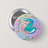 Letter Z Monogram Niedliches Mermaid-Kinderzimmer Button (Vorne & Hinten)