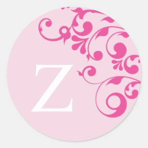 Letter Z Monogram Pink Wedding Umschlag Aufkleber