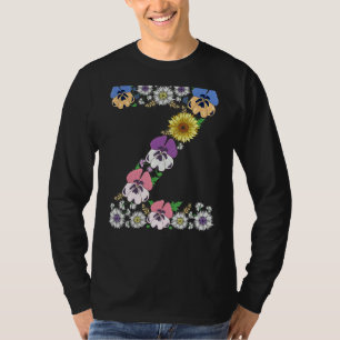 Letter Z Niedlich Initial Monogram Floral Alphabet T-Shirt