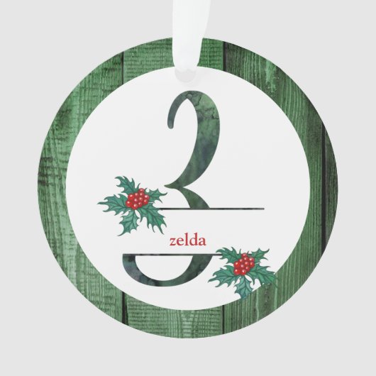 *~* Letter Z Rustikales Weihnachtsfest FOTO Holz A Ornament (Vorderseite)