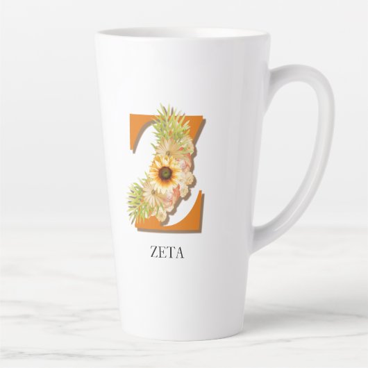 Letter Z Sunflower Monogram mit Name Milchtasse (Rechts)