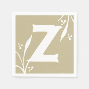 Letter Z Taupe Alphabet ABC Blocks Baby Showbev Serviette