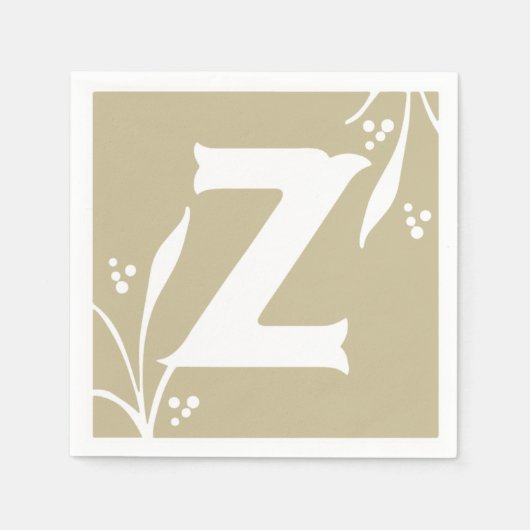 Letter Z Taupe Alphabet ABC Blocks Baby Showbev Serviette (Vorderseite)