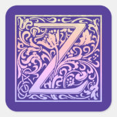 Letter Z Vintager erster Buchstabe Gradient Quadratischer Aufkleber (Vorderseite)