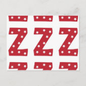 Letter Z - White Stars on Dark Red Postkarte (Vorderseite)