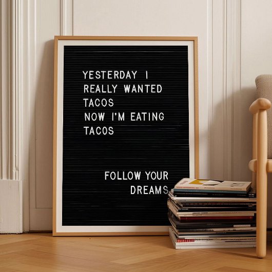 Letterboard Print Taco Print Funny Kitchen Print  Poster