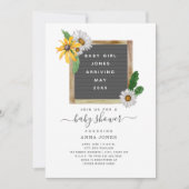 Letterboard Wildblumen Kinderdusche Einladung (Vorderseite)