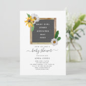 Letterboard Wildblumen Kinderdusche Einladung (Stehend Vorderseite)