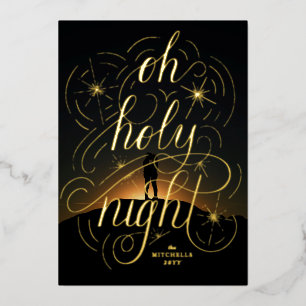 Lettered Oh Holy Night Folien Feiertagskarte