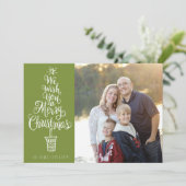 Lettered Tree Christmas Foto Grußkarte Feiertagskarte (Stehend Vorderseite)