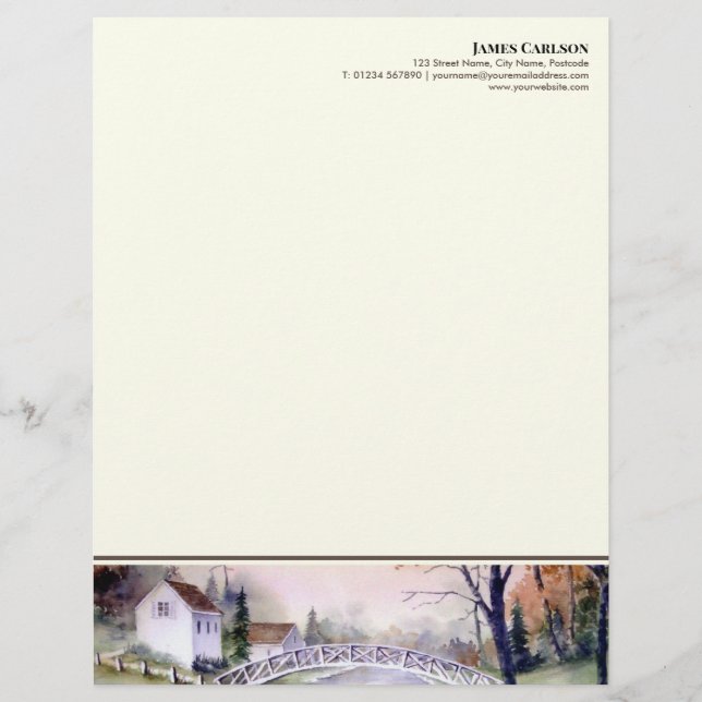 Letterhead Arched Bridge Aquarellbilder Briefbogen (Vorderseite)