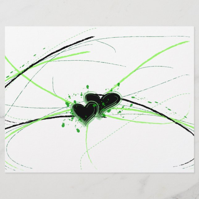 Letterhead aus grünen und schwarzen Herzen (Vorderseite)