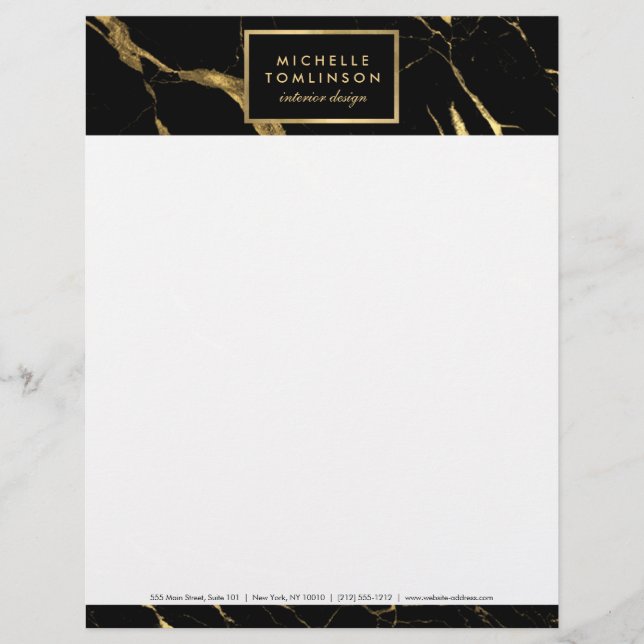 Letterhead aus Schwarz und Gold-Marmor Briefkopf (Vorderseite)