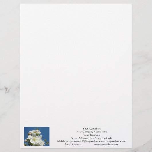 Letterhead Cherry Blossom Blue Sky Zoll Briefbogen (Vorderseite)