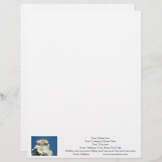 Letterhead Cherry Blossom Blue Sky Zoll Briefbogen (Vorne/Hinten)