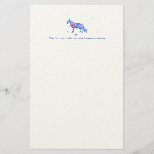 Letterhead Cool Watercolor Deutscher Schäferhund Briefpapier (Vorderseite)
